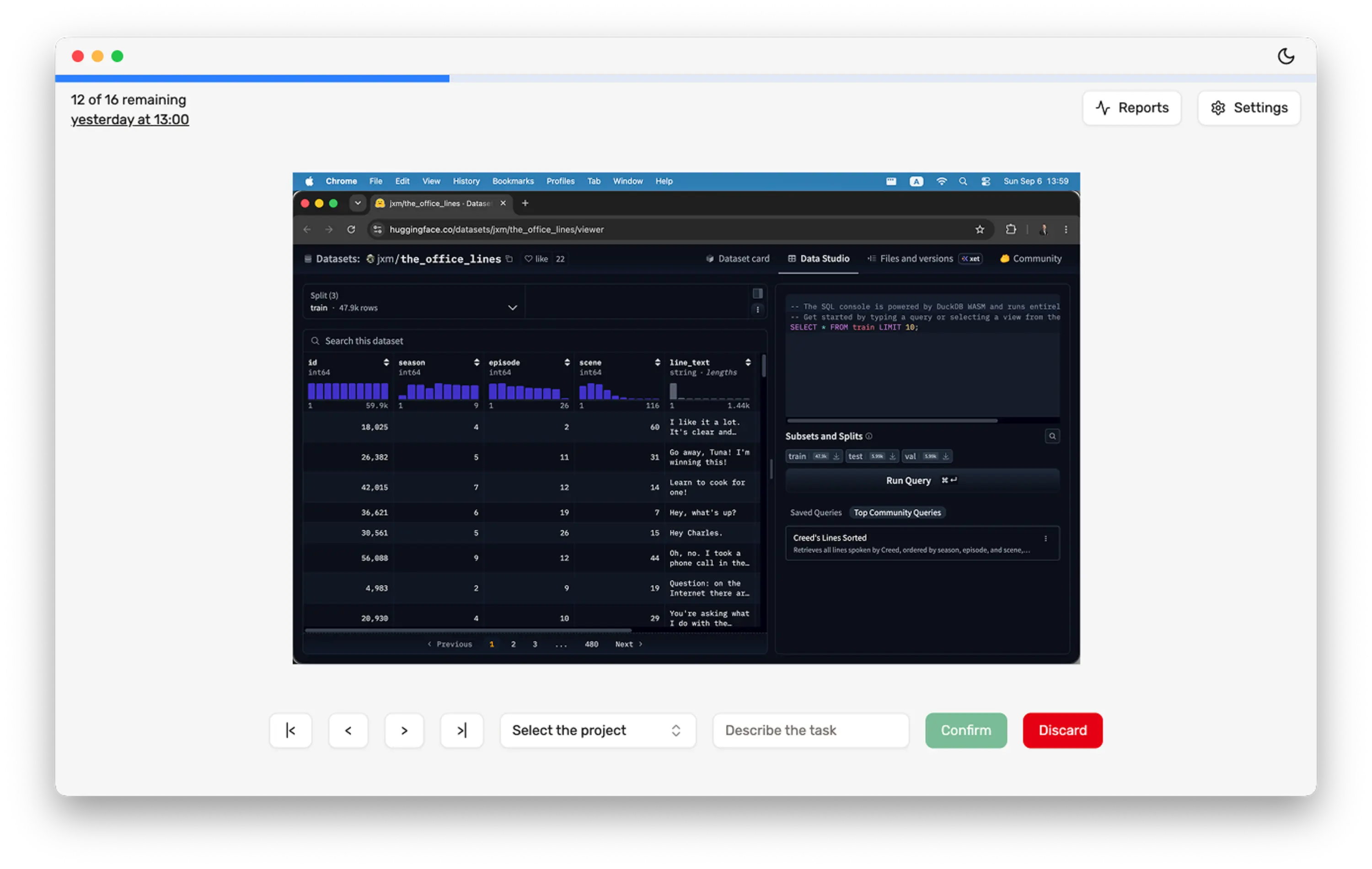 Kronolog reviewing a captured screenshot so you can log the project and task